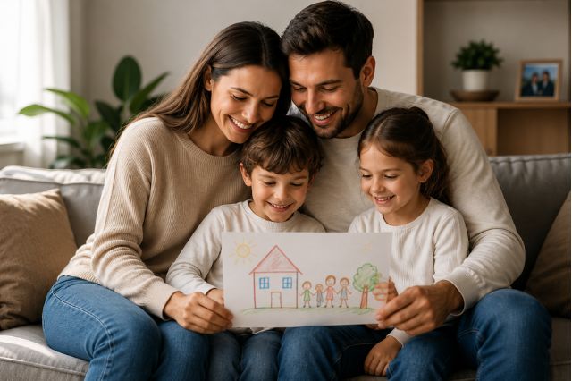 Familia con estabilidad financiera en casa